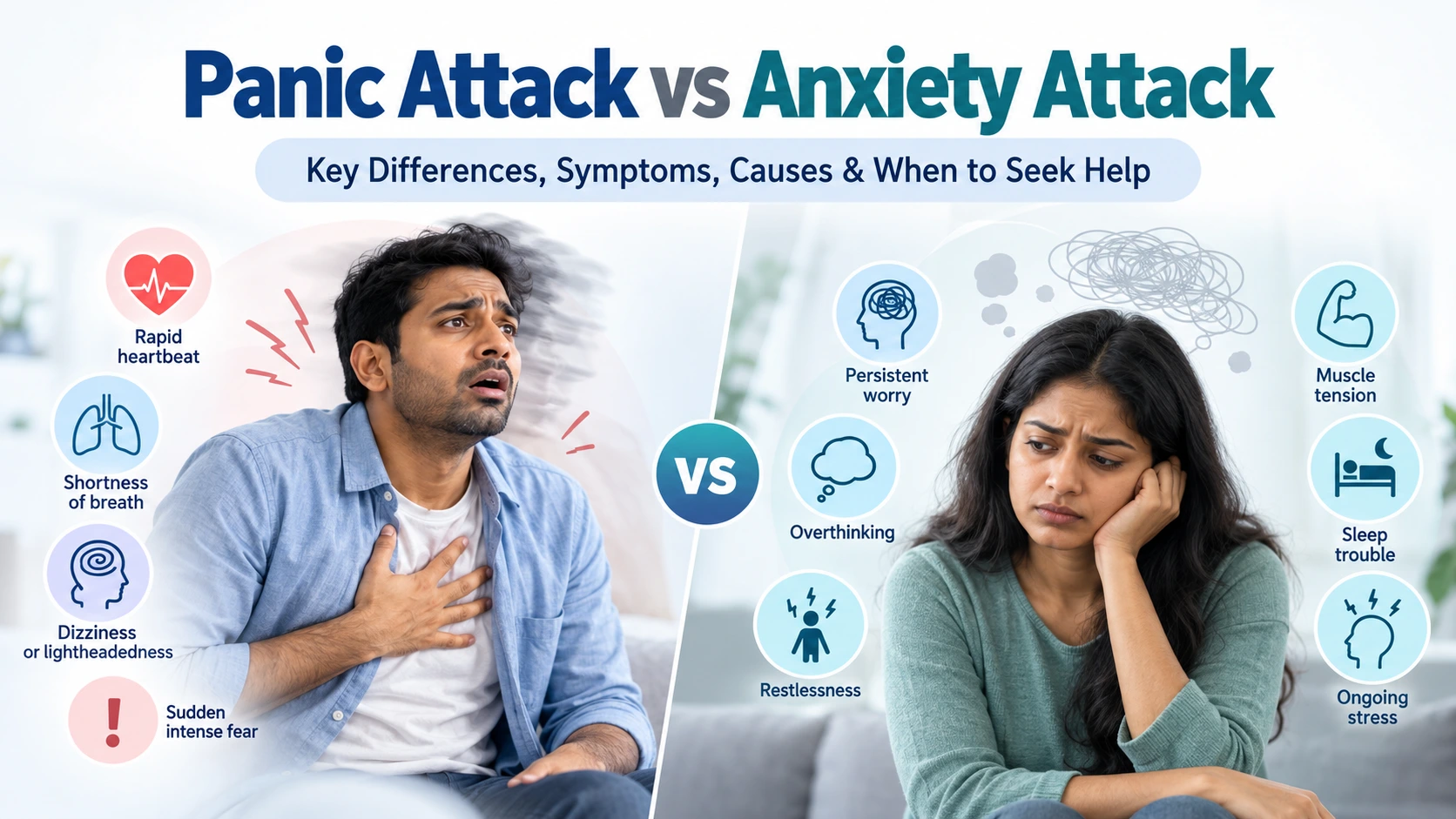 Panic Attack vs Anxiety Attack – Key Differences, Symptoms, Causes and When to Seek Help